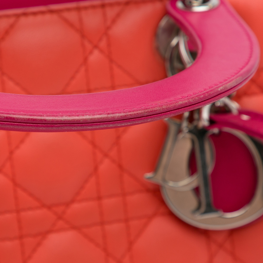 Pre-Loved Dior Medium Bicolor Lambskin Cannage Lady Dior - Picture 10 of 12